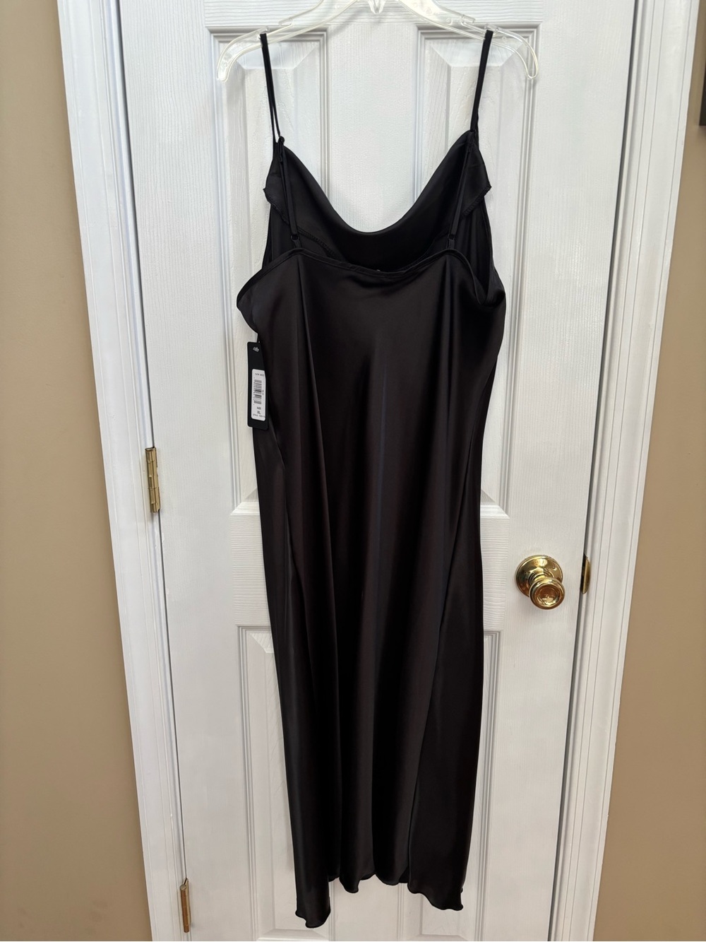 bebe Black Satin Like Cowl Neck Sleeveless Midi Slip Dress, Size XL, NWT - Picture 5 of 5